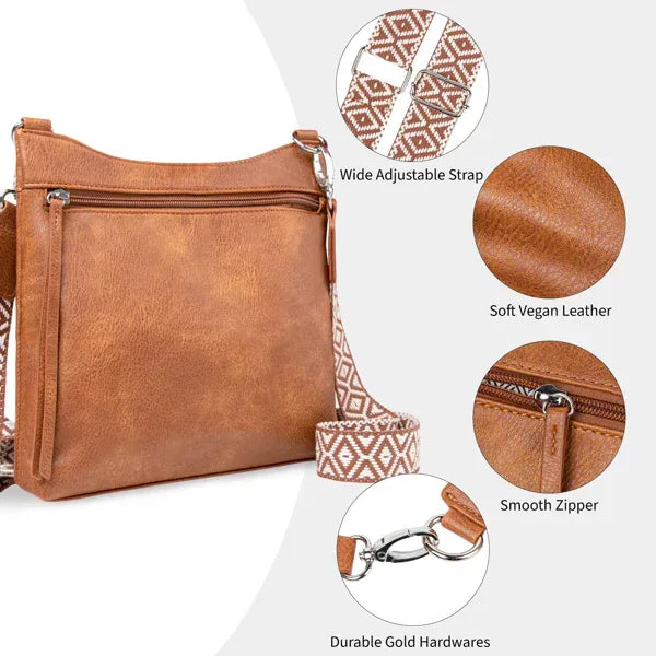 Crossbody Bags For Women With 2 Adjustable Straps Multi Pocket Small Cross Body Purse-Brown - DanaFashionstore