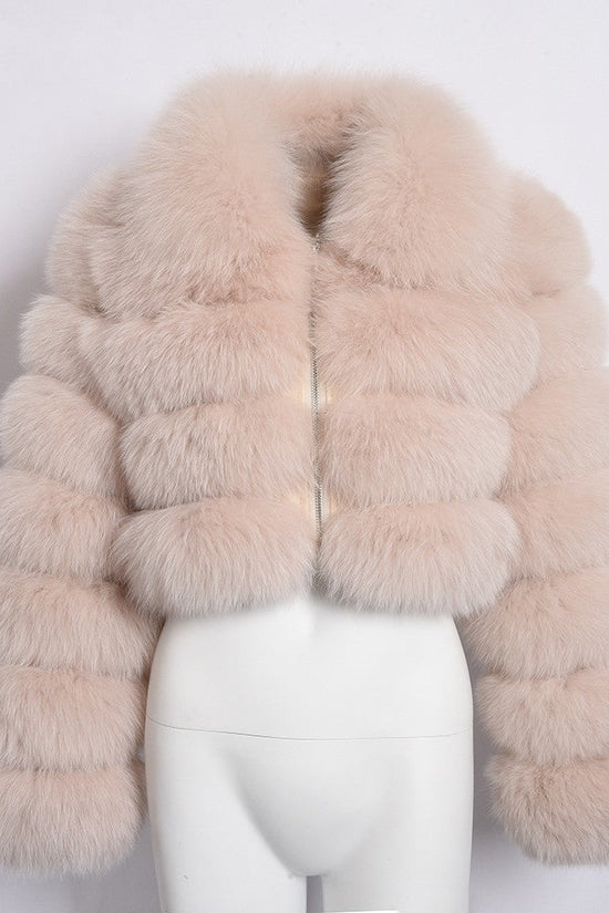 Women's Fur Coat Fox Fur Stitching Short Lapel Long Sleeve Coat Dana Fashion