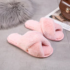 Fashion Cross Plush Casual Rainbow Slippers - DanaFashionstore