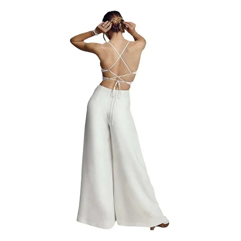 Sleeveless V-Neck Backless Jumpsuit 2026 - Skinny Sheath Jumpsuit - DanaFashionstore