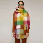 Plaid Mohair Scarf Colored Ladies - DanaFashionstore