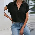 Solid Color Simple Short Sleeve Shirt - DanaFashionstore