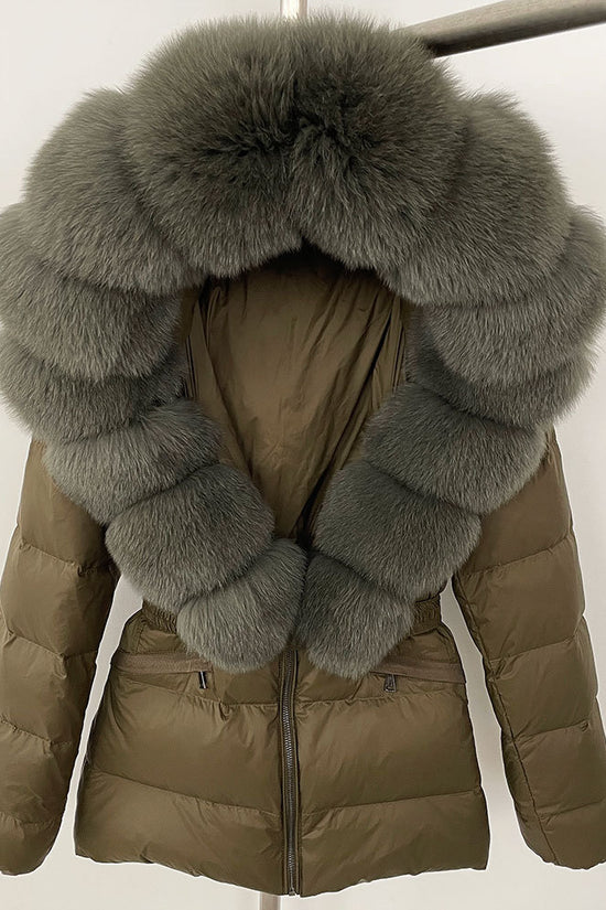 Short Women's Thickened Slim Fit Waist-tight Fur Down Jacket