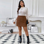 Women's A- Line Skirt With Pockets Corduroy Skirt - DanaFashionstore