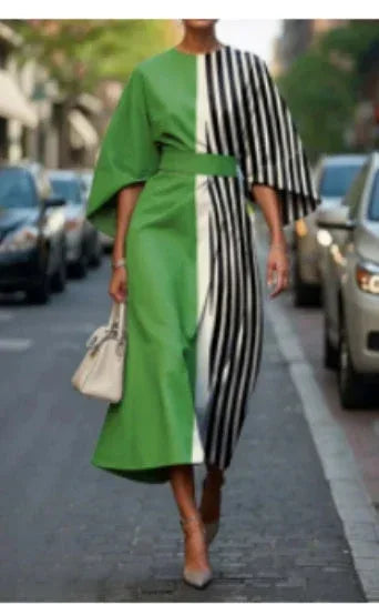 Loose Batwing Sleeve Dress Fashion Waist-tighted Solid Color Elegant Dresses For Women Clothing - DanaFashionstore