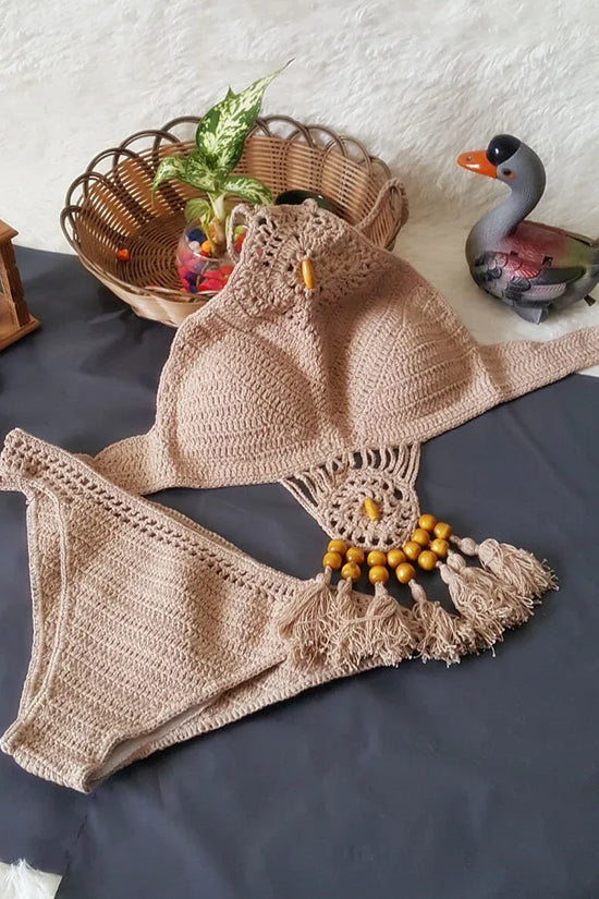 Europe and the United States new woman swimsuit set, beach sunshine bath, foreign trade Crochet Crochet tassel bikini - DanaFashionstore