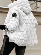 Fashion Hooded Loose-Fitting Patchwork Cotton Jacket 2026 - Long Sleeve Coat - DanaFashionstore