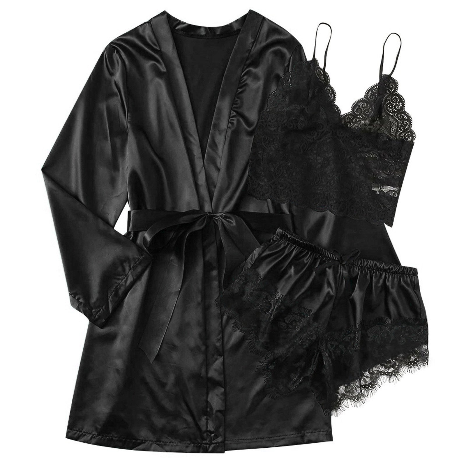 Wholesale European And American Foreign Trade Tube Top Ice Silk Pajamas Women's Seduction Sexy Bra Nightgown Lace Shorts - Dana Fashion