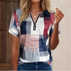 Fashion Casual All-match Square Pattern Short Sleeve - DanaFashionstore