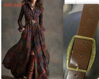 Ins Plaid Print Long-Sleeved Dress Fashion Pockets Collared Buttons Shirt Long Dresses Retro Women's Clothing - DanaFashionstore