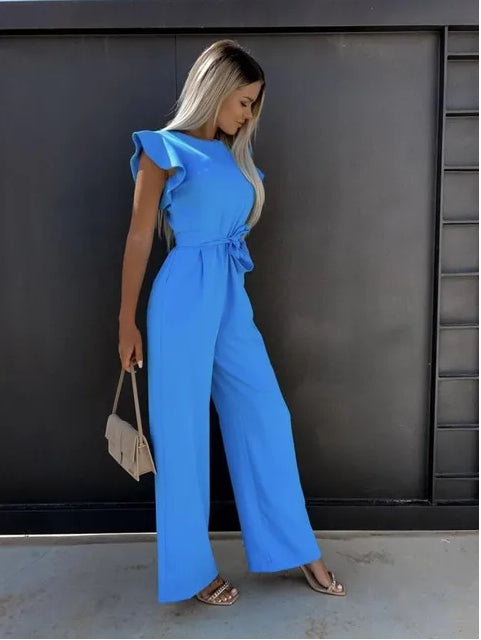 New High Waist Commuter Waist Trimming Lace Up Jumpsuit Trousers For Women