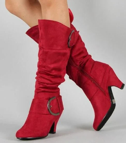 Belt buckle mid boots - DanaFashionstore