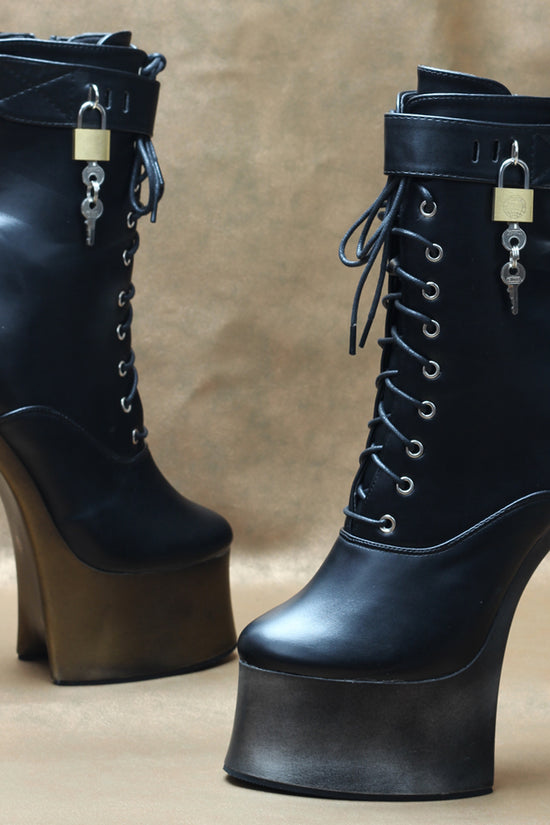 18cm Super High Heel Donkey Hoof Fancy Ankle Boots