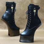 18cm Super High Heel Donkey Hoof Fancy Ankle Boots - DanaFashionstore