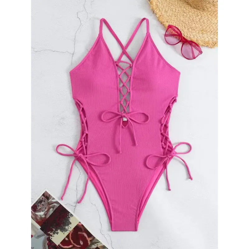 European And American Sexy Backless Siamese Bikini Swimsuit - DanaFashionstore