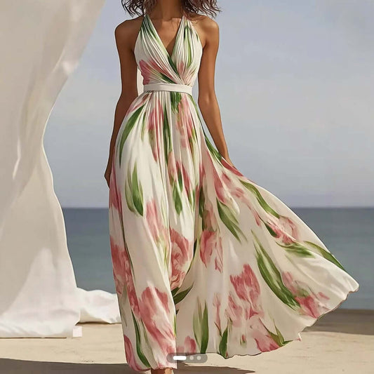 Summer New V-neck Fashion Printed Sling Long Dress $52.50 Dana Fashion Color: Milky White Size: L Women's clothing Product information: Color: Milky White Size: S,M,L,XL,XXL Main fabric composition: Polyester Fiber (polyester) Note: 1. Asian sizes are 1 t