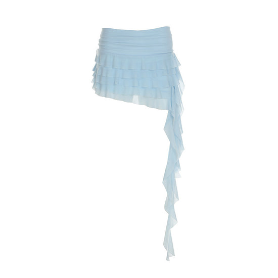 Low Waist All-match Ribbon Irregular Tulle Skirt - Dana Fashion