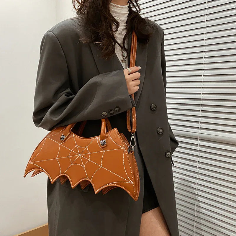 Halloween Spider Web Shape Shoulder Bags Personality Batgirl Tide Pu Handbags Fashoin Messenger Crossbody Bag - DanaFashionstore
