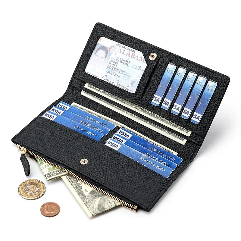 Women's Cowhide Anti-magnetic Anti-theft Long Wallet - DanaFashionstore