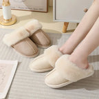 Winter Warm Plush Home Slippers Indoor Fur Slippers Women Soft Lined Cotton Shoes Comfy Non-Slip Bedroom Fuzzy House Shoes Women Couple - DanaFashionstore