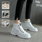 Fleece Lace-up Boots Winter Warm Short Plush High-top Shoes - DanaFashionstore