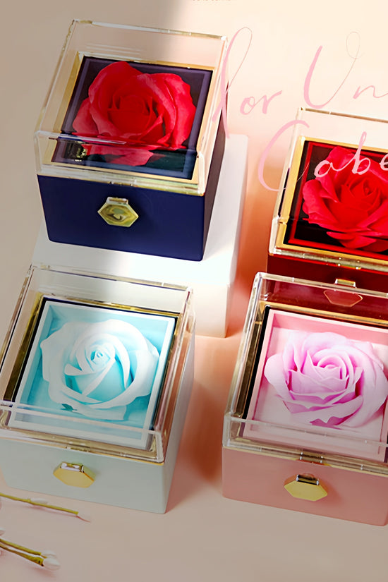 Rotating Soap Flower Rose Gift Box Creative Rotating Rose Jewelry Packaging Box Valentine's Day Gift For Women