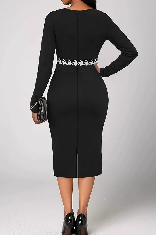Multicolor Printing Cross Hem Neck Stripe Long Sleeve Plus Size Dress - Dana Fashion