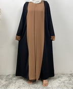 Loose-fitting Long Cardigan-style Patchwork Faux Two-piece Dress