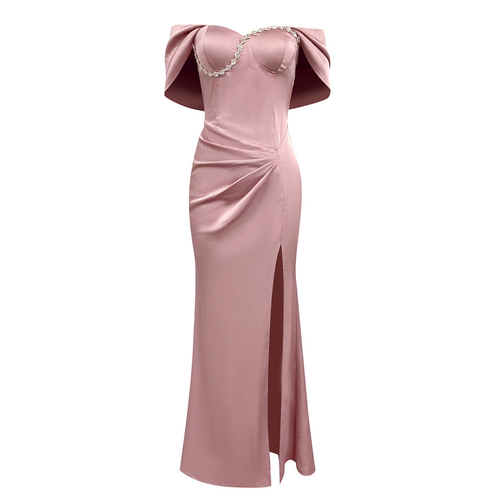 Elegant Off-the-shoulder Tube Top With Diamond Sitt Dress