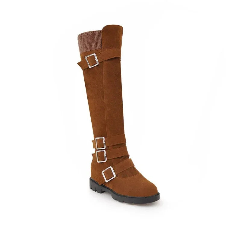British Belt Buckle High Top Martin Boots Women - DanaFashionstore