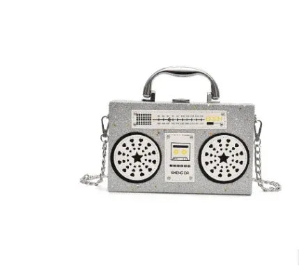 Sequins box bag radio handbag bright surface Harajuku wind Messenger bag - DanaFashionstore