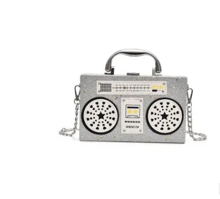 Sequins box bag radio handbag bright surface Harajuku wind Messenger bag - DanaFashionstore