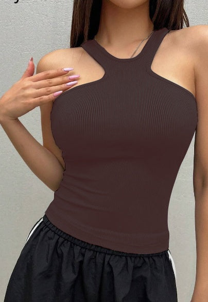 Solid Color Halter Top For Women