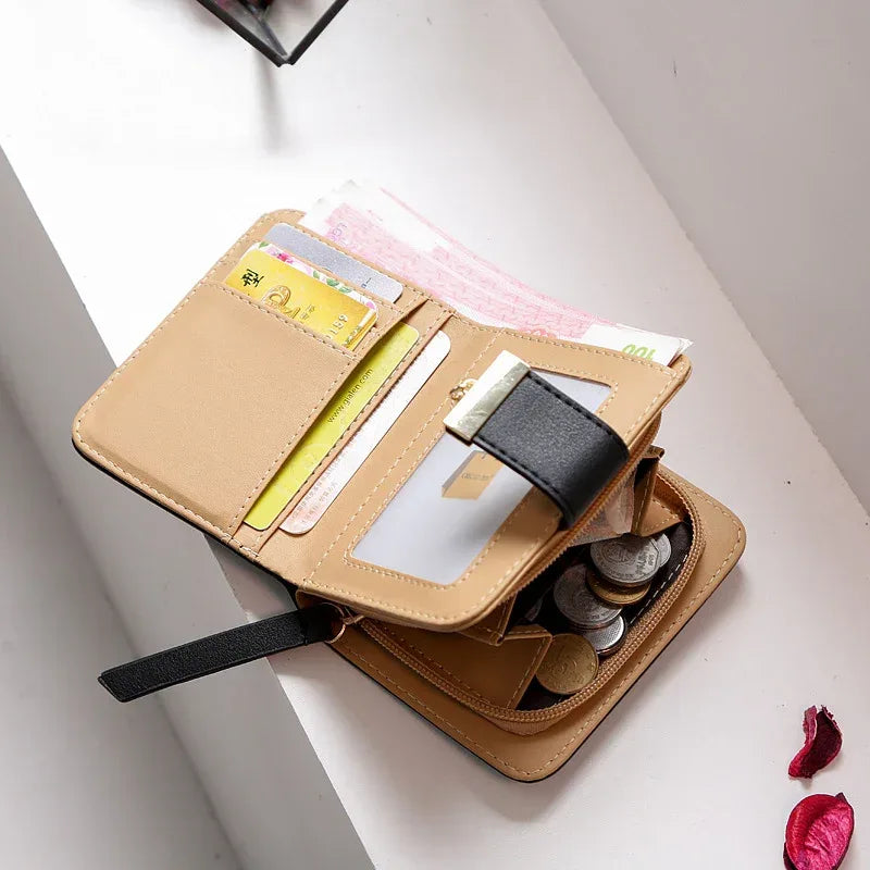 New Korean Women's Wallet Short Hollow Clutch Bag Leaf Zipper Buckle Bills Card Pack - DanaFashionstore