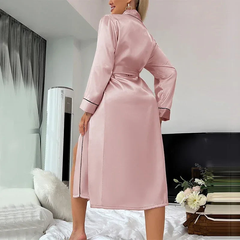 Emulation Silk Nightgown 2026 - Ice Silk Thin Bathrobe - DanaFashionstore