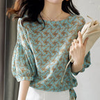 Women's Cropped Lantern Sleeve Floral Top - DanaFashionstore