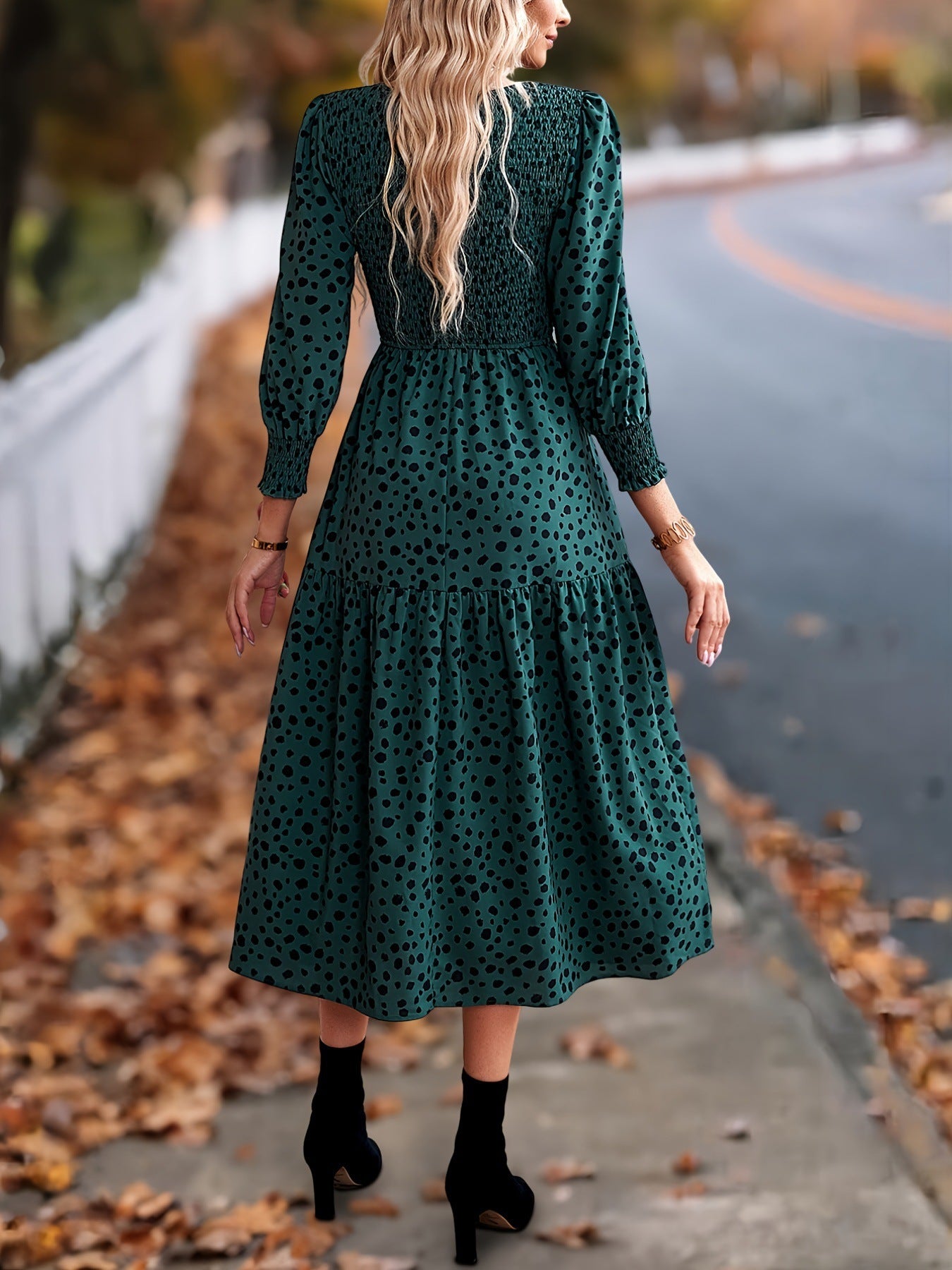 Women's Clothing Leopard Print Long Sleeve Dress - Dana Fashion