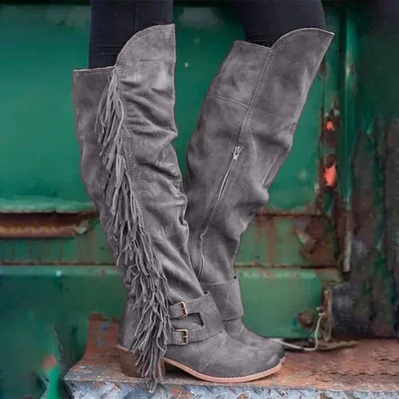 Women's large size long tube tassel boots - DanaFashionstore