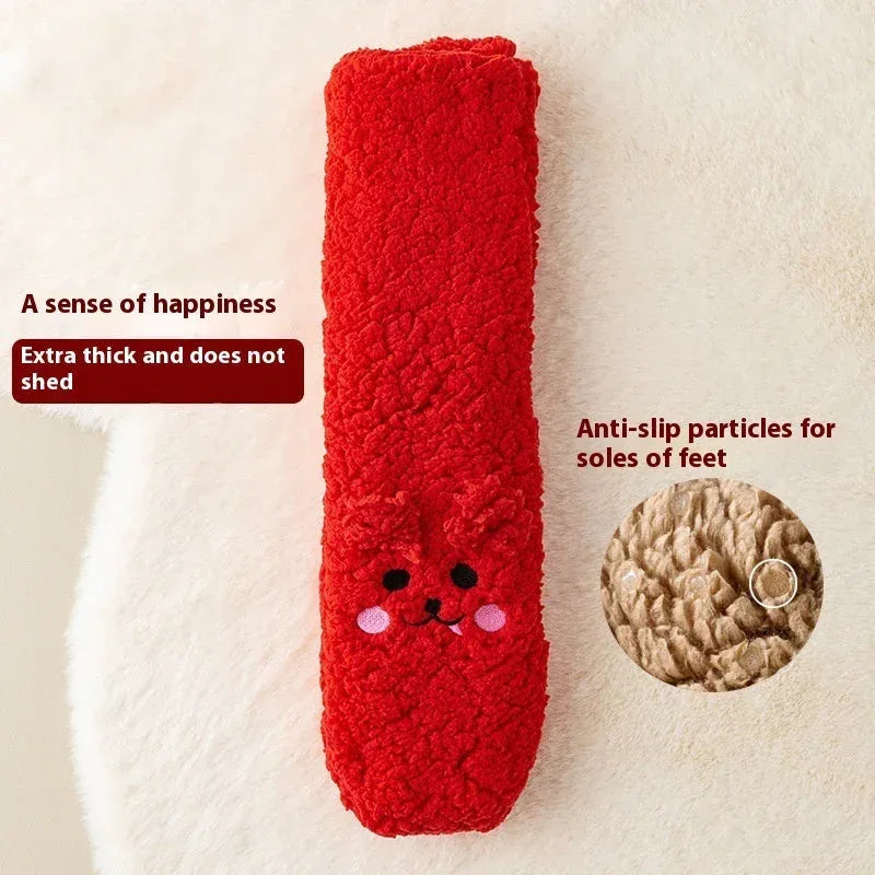 Winter Floor Socks Velvet Thicken Warm Coral Velvet Cute Socks Japanese-style Home Footwear Non-slip Socks New Year Gifts Winter Gadgets - DanaFashionstore