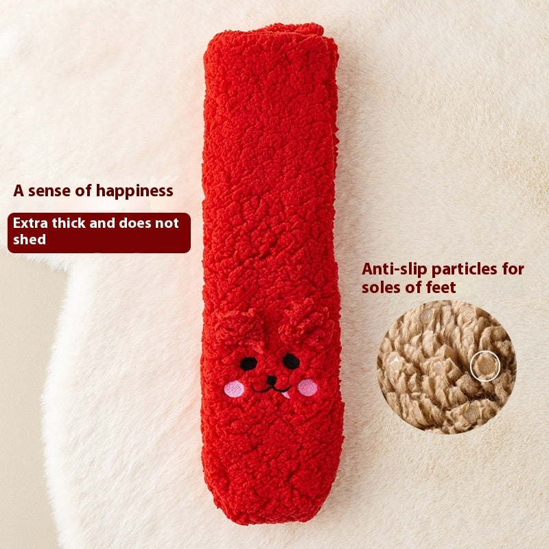 Winter Floor Socks Velvet Thicken Warm Coral Velvet Cute Socks Japanese-style Home Footwear Non-slip Socks New Year Gifts Winter Gadgets Dana Fashion
