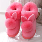 Autumn Winter Cotton Slippers Fur Rabbit Home Warm Thick Bottom Indoor Cotton Shoes Womens Slippers Cute Fluffy Cat Slippers - DanaFashionstore