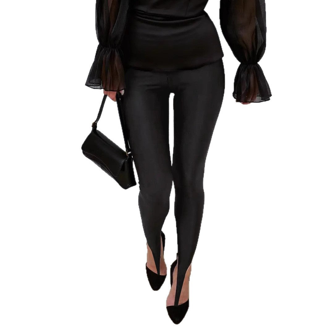 Front Step Shiny Leggings - Dana Fashion