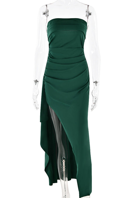 Evening Gown Women's One Neck Strapless Dress Fashionable And Sexy Backless High Slit Long Dress