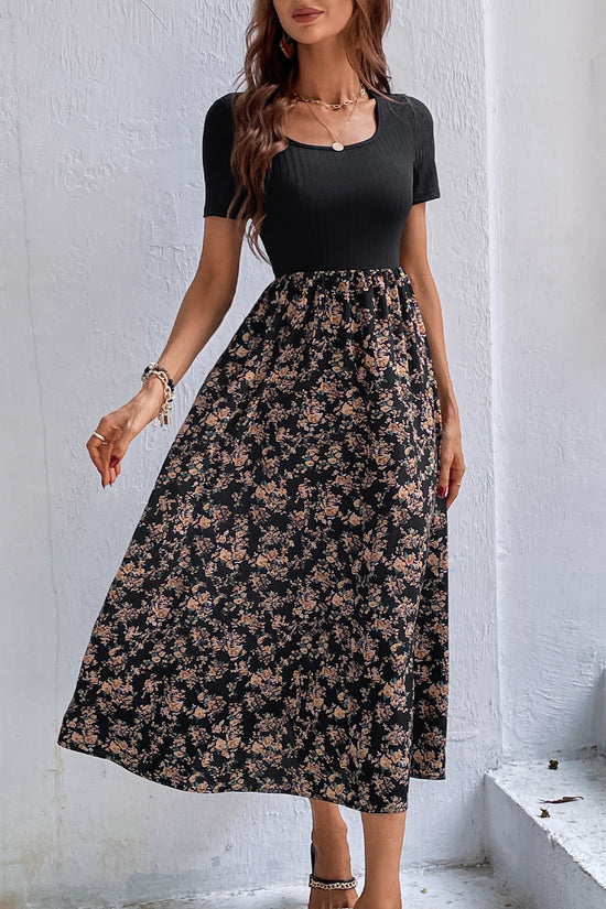 Clasi Floral Print Scoop Neck Dress Maxi Women Outfit