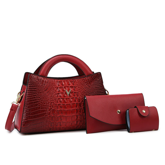 Women's Crossbody Leather Crocodile Pattern Shoulder Handbag - Dana Fashion
