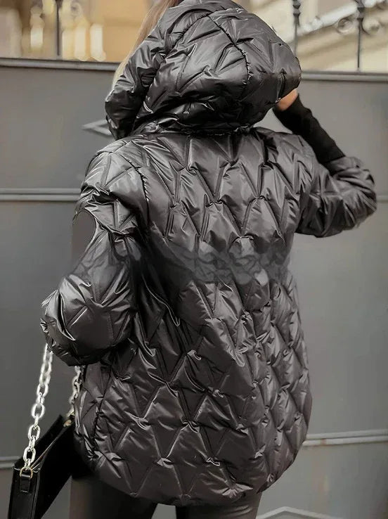 Fashion Hooded Loose-Fitting Patchwork Cotton Jacket 2026 - Long Sleeve Coat - DanaFashionstore