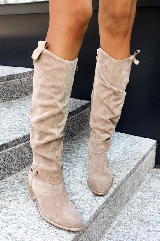 Low Heel Side Zipper High Top Women Boots