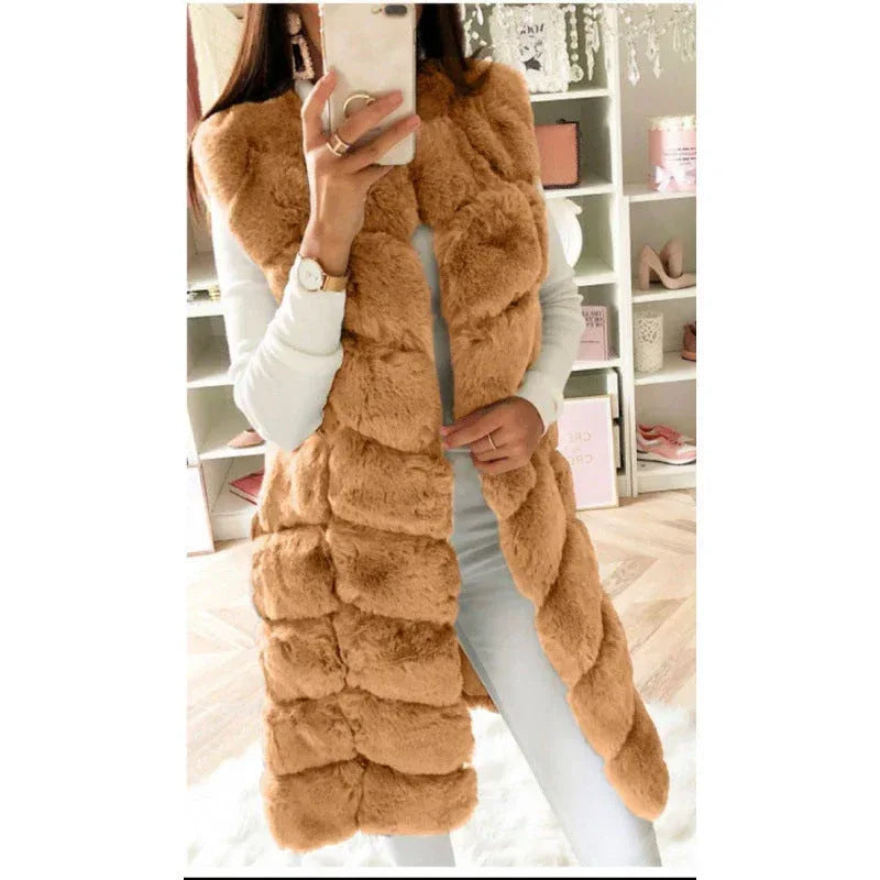 Fur Long Vest Cotton-padded Coat - DanaFashionstore