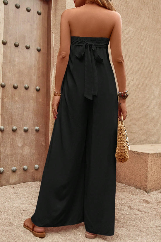 Solid Wide Leg Tube Jumpsuit