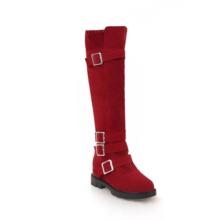 British Belt Buckle High Top Martin Boots Women - DanaFashionstore